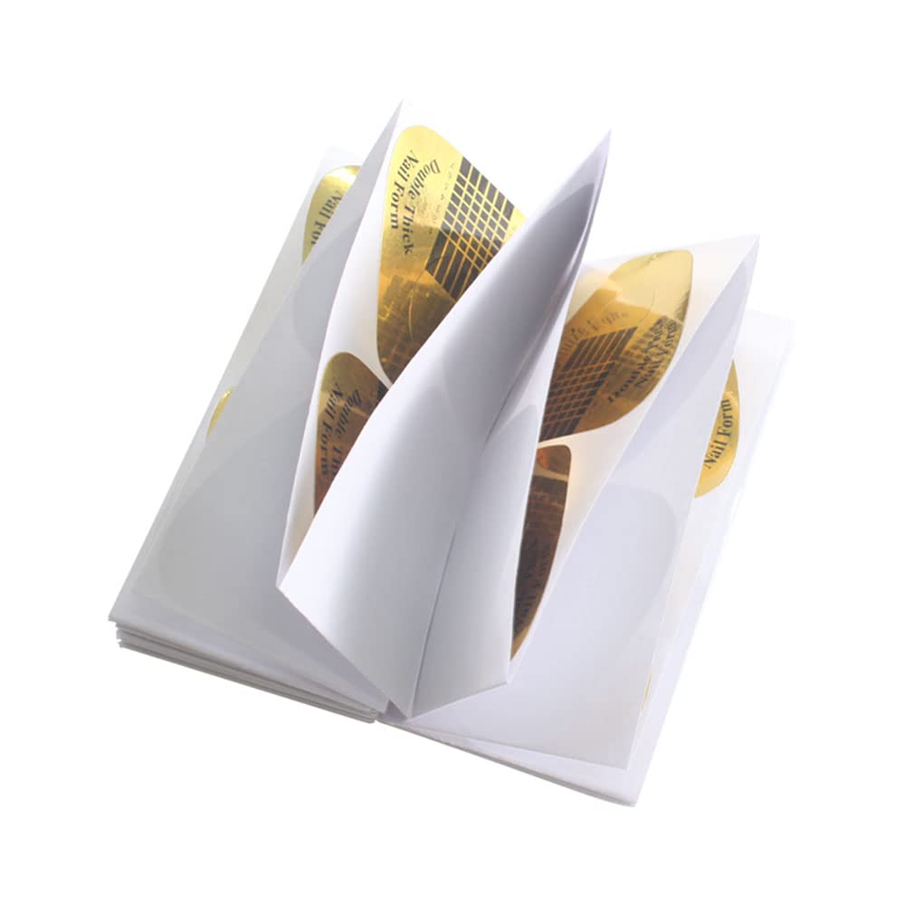 VNC 200Pcs Long Nail Forms Extension Set 100 Pcs Gold + 100 Pcs Silver Nail form guide stickers Thick Nail Art Tips Extension Forms Durable Acrylic Nail Paper Forms Numbers Marked Nail Former Stickers - Image 6