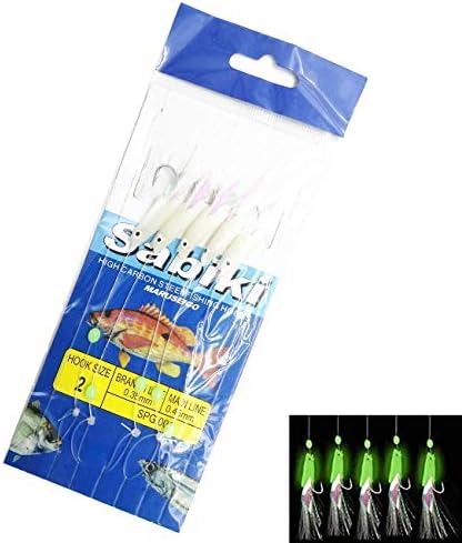 Luminous Fishing Rigs Bait Lures Glow Soft Shrimp Fish Skin String Hook Saltwater/Freshwater Fishing Bait for Mackerel and Sea Fishing