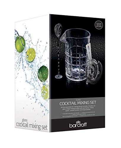 BARCRAFT Cocktail-Rührglas mit Rührlöffel und Sieb (3-teiliges Set), Glas, farblos, 9.5 x 11 x 16.5 cm – Bild 8