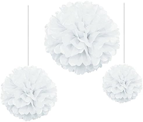 Joinwin12PCS Mixed Sizes White Tissue Paper Flower Pom Poms Pompoms Wedding Birthday Party Nursery Decoration