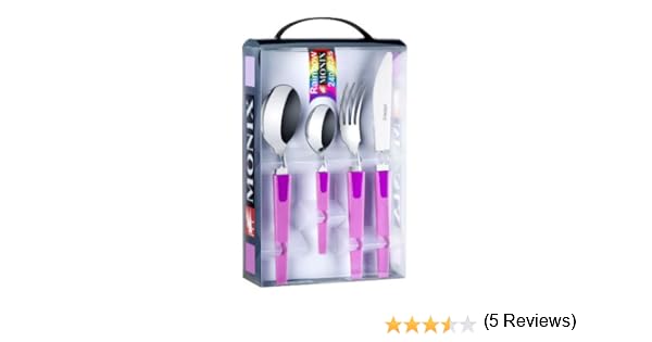 Monix Rainbow - Set 24 piezas cubiertos de acero inox 18/c, color malva: Amazon.es: Hogar