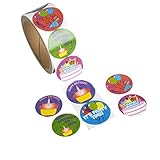 Kidsco Happy Birthday Stickers Roll – 3 Rolls of 100 Stickers - Cool and Fun Happy Birthday Greeting Stickers for Kids and Adults - Novelty & Gag Toys, Party Favor, Bag Stuffer, Party Decorations