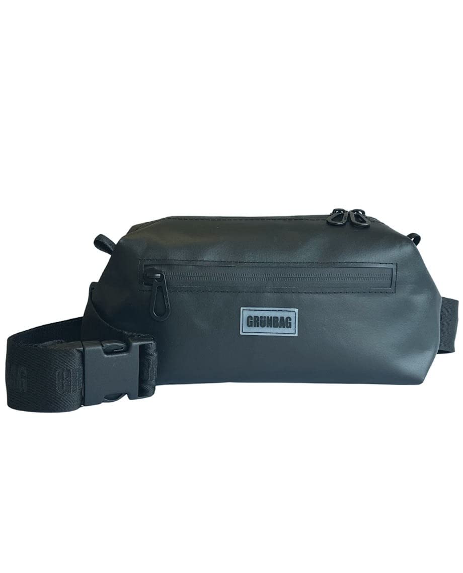 GRÜNBAG Sling Shoulder Bag, Bumbag, Sling Bag, High-Quality Waterproof Zips, 4 L, black