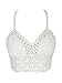 Persun Women White Spaghetti Strap String Lace Crochet Cropped Cami Bralette Top
