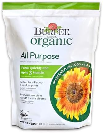 Burpee Organic Fertilizer, Granular Plant Food | 4 lb | For Vegetable & Flower Gardens | Seed Starting | Pack of 8 Image