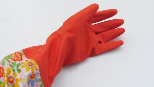 Hiti Long Sleeve Flower Latex Kitchen Dishwashing Gloves, Water Stop Gloves,rubber Gloves, Household Gloves,1 Pair(pack of 2)