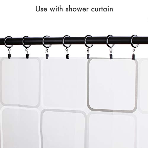 SPLF 24 Pack Metal Curtain Rings with Clips, Quiet Smooth with Nylon Insert, Heavy Duty Rustproof Vintage Drapery Eyelet Curtain Rods Hangers Rings, 1.4 Inch Inner Diameter, Black - Thumbnail 5