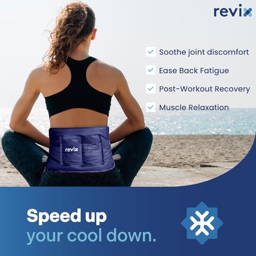 REVIX Ice Pack for Injuries Reusable Gel for Lower Back, Cold Packs for Back Shoulder, Elbow, Hip, Leg, Wrap Around Entire Knee, Soft Cold Compress,16 × 9" Navy