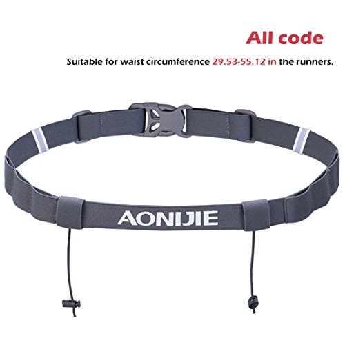 TRIWONDER Runners Race Number Belt with 6 Loops for Triathlon, Marathon, Running, Cycling (Grey)