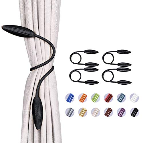 Pretty Jolly 4 Pack DIY Twist Curtain Tiebacks Creative Decorative Drape Tie Backs European Style Random Modelling Curtain Holdbacks for Home & Office Window Blackout & Sheer Drapery (Black) — image 1
