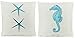 Beach Pillows Decorative Throw Pillows |Coastal Throw Pillows Covers 2 Pack 18 x 18 Inch| Beach Theme Couch Pillow Covers with Starfish & Seahorse
