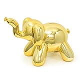 Made By Humans Balloon Elephant Money Bank, Cool and Unique Ceramic Piggy Bank with High-Gloss Finish, Gold