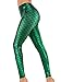 Alaroo Shiny Fish Scale Mermaid Leggings for Women Pants Green Plus XXL