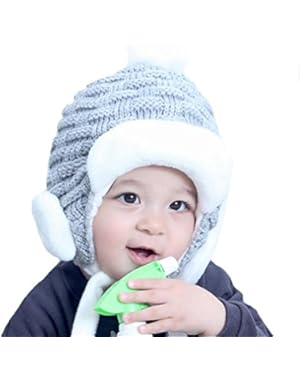 Black/Grey/Red Knitting Wool Crochet Beanie Hat With Fur Ball Fashion Hats Baby Girls Boys CapsWarm Headwrap