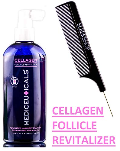 Therapro MEDIceuticals CELLAGEN Follicle Revitalizer for WOMEN Experiencing Thinning Hair & HAIR LOSS, Advanced Hair Restoration Technology (w/Sleek Steel Pin Comb) (8.45 oz / 250 ml)
