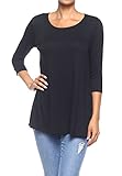 3/4 Sleeve Loose Fit Long Tunic Tops Flowy Soft Regular and Plus Size Jersey