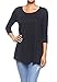 3/4 Sleeve Solid Comfy Flowy Soft Jersey Loose Fit Long Tunic Tops Regular and Plus Size Black XXL