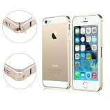 Eforgift New Arrival Armor Metal Buckle Closing 0.7mm Metal Bumper Case (No Screw Necessary )Ultra Slim Aircraft Grade Aluminium Alloy Bumper Frame Case Cover for Iphone 5 5s with Bottons /Upgrade 4th (Champagne Gold)
