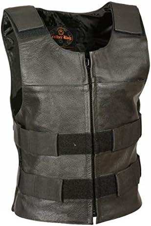 Womens Leather Zip Front Tactical Style Vest