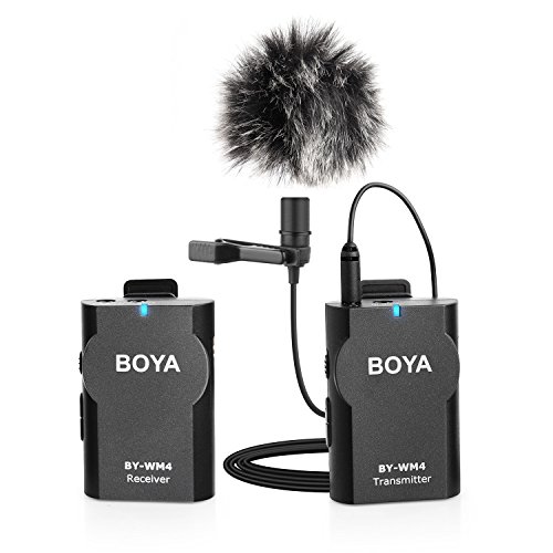 BOYA BY-WM4 Wireless Lavalier Lapel Mic, Omnidirectional Mic System Audio Recording with Easy Clip On, 3.5mm Plug for Canon Nikon Sony DSLR Camera, Camcorder, iPhone 7 / 7 plus