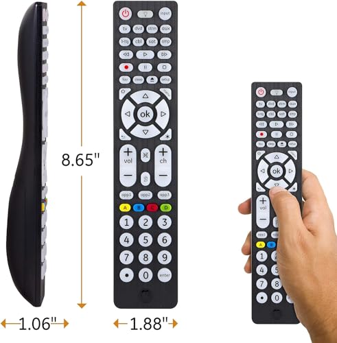 GE Backlit Buttons Universal Remote Control, Samsung TV Remote Control Replacement, Samsung Remote Control for Smart TV, Roku Remote Replacement, Vizio, LG TV, Sony, Apple TV, 8-Device, Black, 37123
