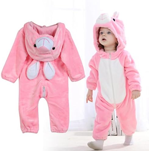 TRENDINAO Newborn Baby Girl Boy Winter Clothes Pink Rabbit Hooded Romper Warm Outwear Halloween Animal Clothes