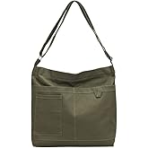 Economical Cotton Canvas Tote Bag,Women Hobo Shoulder Bag Crossbody Handbag with 3 External Pocket,Zipper Closure