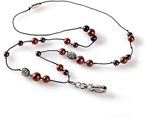 Bali Plum Fashion Lanyard Women's Pearl and Beaded ID Badge Holder Necklace, with Removable ID Hook for a Classic Evening Look, Perfect for Employee ID Badges and Keys, Gifts for Teachers and Nurses