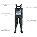 LONECONE Kids' Fishing Waders, Boot Foot Chest Waders in Warm Camo Neoprene or Breathable Poly-Nylon, Grey w/Trout Print, 10/11