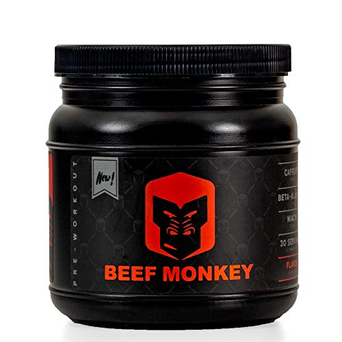 Beef Monkey Pre-Workout Supplements for Energy,Focus,Strength,Recovery | for Men & Women, ACAI Berry Flavor- 30 Servings