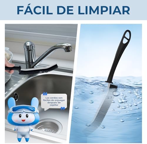 Cepillo de Cerdas Duras para Baño y Azulejos (3, Negro)