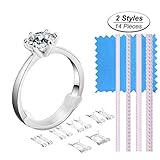 Ring Size Adjuster 2 Styles Invisible Ring Adjuster Sizer Reducer with Jewelry Polishing Cloth for Loosing Rings, 14 Pieces, 10 Sizes