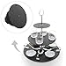 3 Tier Black Slate Tea Party Server with 4 sets of Glasses, Ceramic Bowls & Appetizer Spoon Dish, Cupcake Dessert Stand