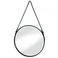 Zings & Thingz 57074344 Faux Leather Strap Wall Mirror Black