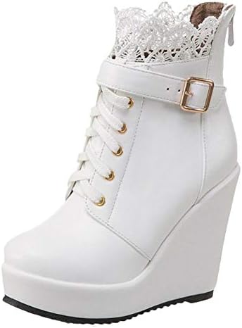 Carolbar Womens Lolita Cosplay Fancy Ball Wedges Boots