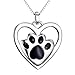 S925 Sterling Silver Puppy Dog Cat Pet Paw Print Love Heart Pendant Necklace 18 inches