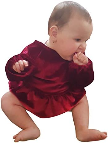 MINSINHO Toddler Baby Girl's Romper Solid Color Long Sleeve Bodysuit Romper Jumpsuit Outfits (6-12 Months)