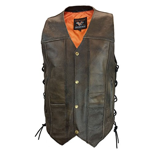 Distressed Brown Ten Pocket Cowhide Leather Vest