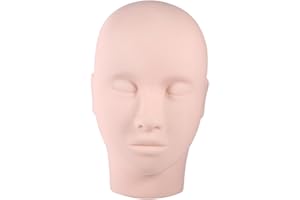 YMIKO Injection Mannequin,1Pc Upgraded Makeup Eyelash Eyelashes Extensions Practice Soft Touch Rubber Practice Head Mannequin Training Head Model