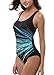CharmLeaks Womens one Piece Bathing Suit Racerback Athletic Swimsuit Conservative Swimwear,Colorful(fulfilled By Amazon),Small