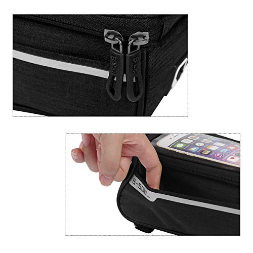 ORFORD Bike Bags Frame Waterproof Bicycle Phone Bag Waterproof Top Tube, Touch Screen Bike Mobile Phone Bags, Top Tube Phone Bag, Cycling Front Frame Bag iPhone 8 7 Plus 6s 6 Plus Below 6" (Black)