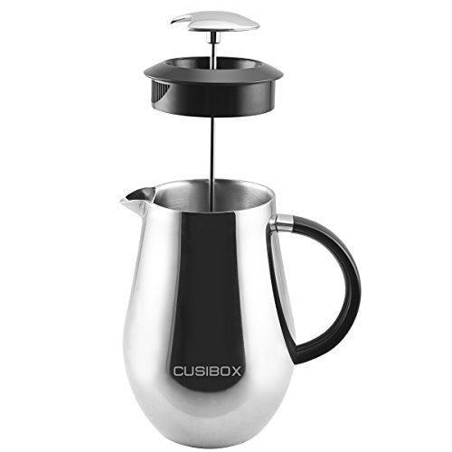 French Press Coffee Tea Maker Coffee Press Pot 304 Grade Stainless Steel Heat-Resistant Durable Long-Lasting Better Filtering 8 Cup (1 liter, 34 oz) 1000ml … (French Press Silver)