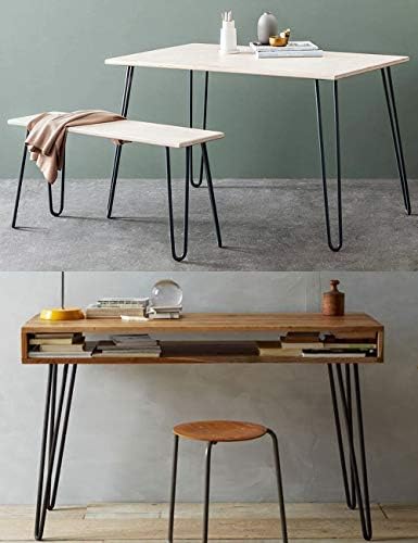 Modern set of metal hairpin legs for a heavy desk.