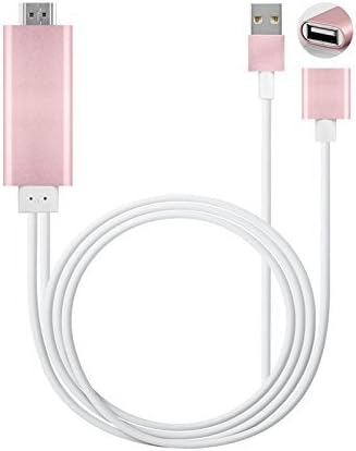 Lightning to HDMI Cable for iPhone iPad &amp; Samsung Smartphones, Plug and Play Lightning &amp; MHL to HDMI Adapter HDTV Adapter Cable for Screen Mirroring on HDTV Projector (Rose gold)