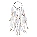 Boho Feather Headband Indain Headdress - AWAYTR Tribal Hair bands White Hippie Custome Fancy Dress Headwear (White+beige)