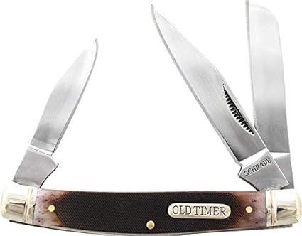 Old Timer 34OTB Genuine Bone Middleman 5.6in S.S. Traditional Folding Knife with 2.4in Clip Point and Bone Handle for Outdoor, Hunting, Camping and EDC