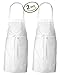 Elaine Karen 2 Pack Bib Apron for Men And women - Adjustable Extra Long Ties, Great for Chefs Cooking Kitchen, Home and Gardening, Machine Washable - White