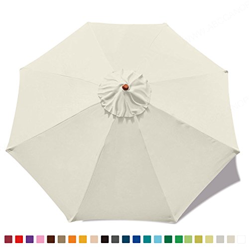 (30+colors)MasterCanopy 9ft Market Round Umbrella Replacement Canopy 8 Ribs(Canopy Only) (Creamy-white)