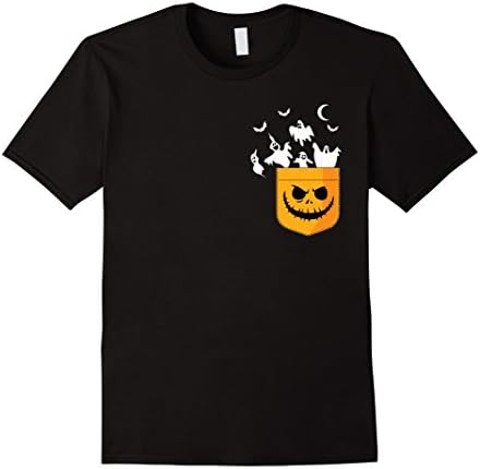Mens Halloween Pocket Shirt Ghosts Peeking Funny Halloween Shirt 3XL Black
