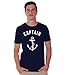 Awkwardstyles Captain T-Shirt White Anchor Summer Beach Party Shirt + Bookmark M Navy